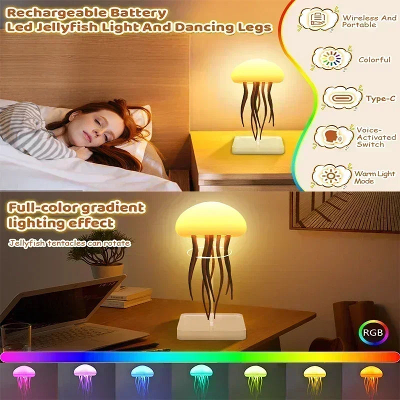🪼 Cute LED Jellyfish Night Light – Rechargeable Mood Lamp