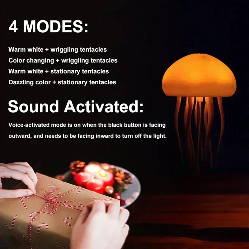 🪼 Cute LED Jellyfish Night Light – Rechargeable Mood Lamp
