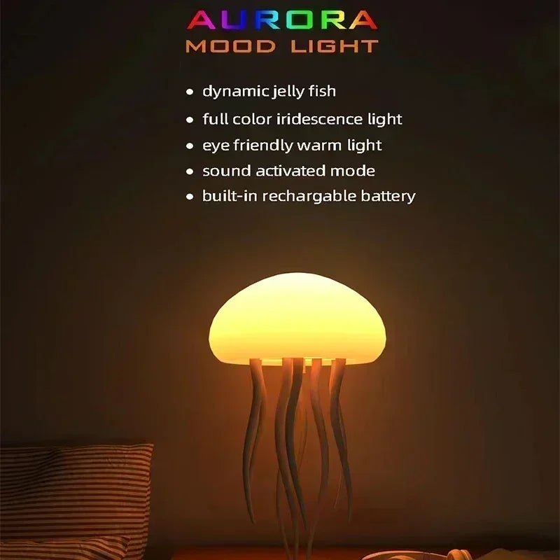 🪼 Cute LED Jellyfish Night Light – Rechargeable Mood Lamp