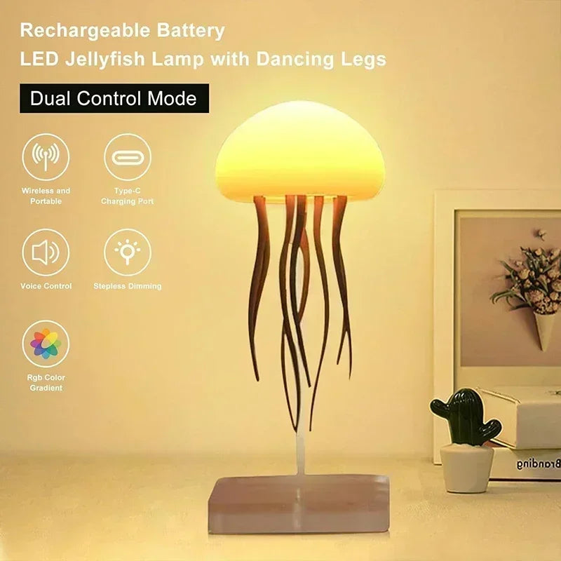 🪼 Cute LED Jellyfish Night Light – Rechargeable Mood Lamp