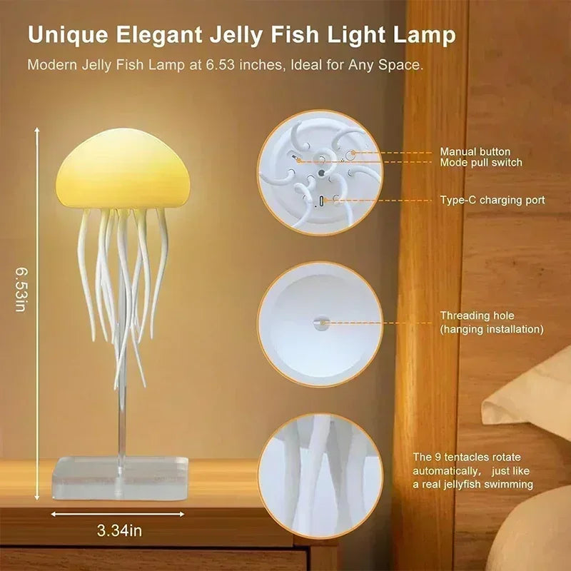 🪼 Cute LED Jellyfish Night Light – Rechargeable Mood Lamp